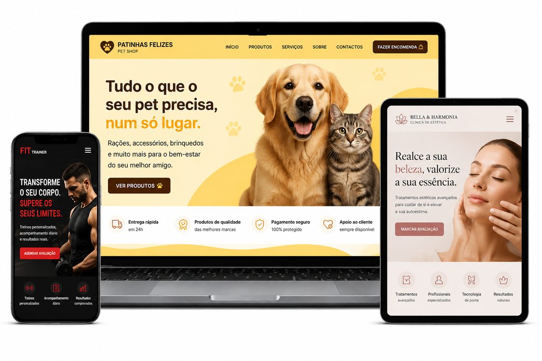 Exemplos de sites criados pela Adapt Media
