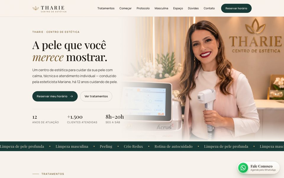 Site Tharie Centro de Estética